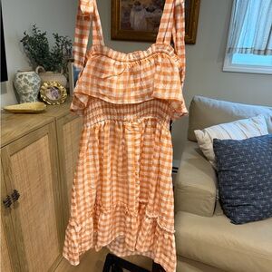 Magnolia Boutique Orange Gingham Ruffle Dress